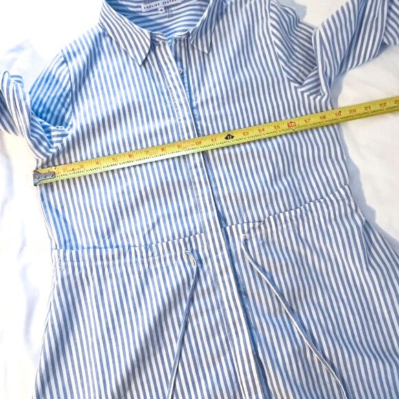 NEW English Factory Blue & White Striped Peplum Blouse with Drawstring Tie Waist - Picture 6 of 9